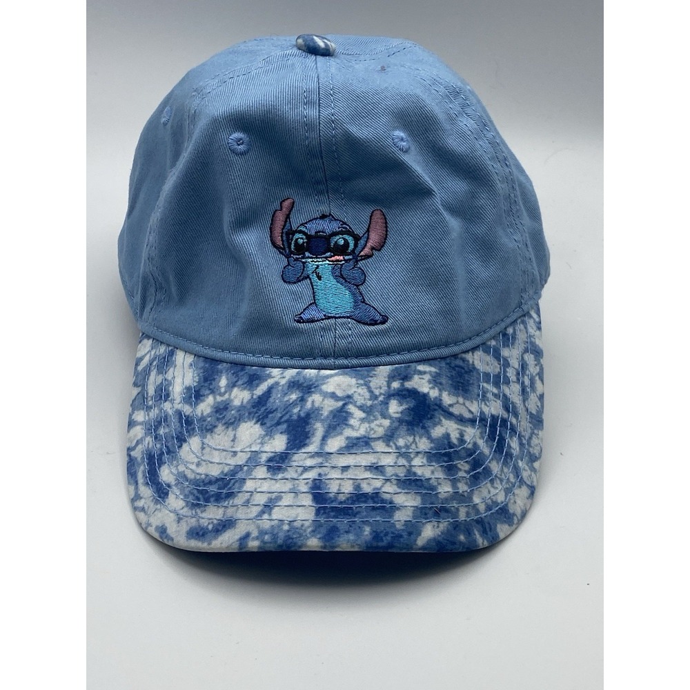 Disney Stitch Womens Girls Hat Cap Blue‎ w/Tie Dye Brim Adjustable Embroidered